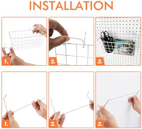 Pegboard Organizer Accessories, 18 Pack Baskets Cups Hooks (White+Clear) - Image 5