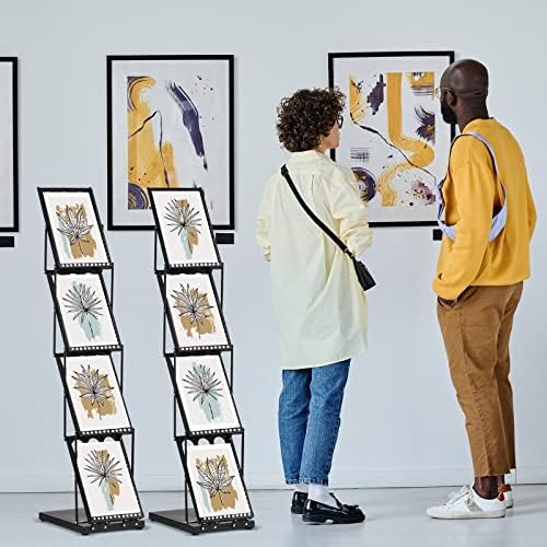 2 Pieces Portable Literature Display Stand, 4-Pocket Brochure Rack with Bag - Image 6
