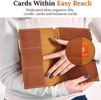 A5 Leather Journal Insert (5.8" x 8.3") – Handmade Leather Organizer Insert with Card Slots & Zipper Pocket, Refillable Notebook Insert for A5 Cover, Leather Journal Accessory, Warm Brown - Image 6