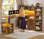 SEDETA 59" L Shaped Standing Desk with 3 Drawers Storage and Bookshelves - Image 2