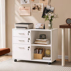 DEVAISE 3-Drawer File Cabinet with Lock, Mobile Wood Filing Cabinet, White - Image 2