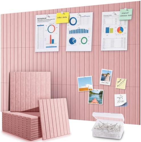48" x 36" Large Cork Bulletin Board Tiles, Peel and Stick Felt Wall Panels for Vision, Message Center, Picture and Prayer Board for Office, Dorm, Room and Desk Decor(Pink) by faainit