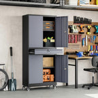 Yizosh Metal Garage Storage Cabinet with Locking Doors and Adjustable Shelves, -73" Steel Rolling Tool Storage Cabinet with 4 Wheels and 1 Drawer for Garage,Office,Warehouse - Image 6