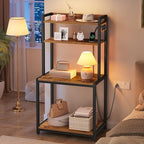 HOOBRO Printer Stand with Charging Station, 4-Tier Printer Table with Storage, Large Tall Printer Shelf, for Home Office, Kitchen, Living Room, Black and Rustic Brown BF13UPS01 - Image 5