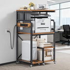 POKIPO 4 Tier Large Printer Stand Table with Power Outlet Adjustable Shelf - Image 6