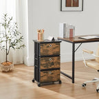 MAX Houser Dresser Storage with 3 Drawers, Fabric Tower Nightstand, Chest of Drawers,Vertical Storage Unit Organizer for Closets,Bedroom,Dorm, Wood Top, Rustic Brown Wood Grain Print - Image 4