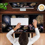 Keyboard Wrist Rest and Mouse Pad with Wrist Support Set Ergonomic Coaster,Memory Foam,Easy Typing Pain Relief,Large XL Desk Mat 31.5"x 11.8",Eagle Fireworks Flag - Image 4