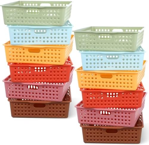 12 Pack Turn‑In Paper Trays for Classroom, Retro by Yakydesign