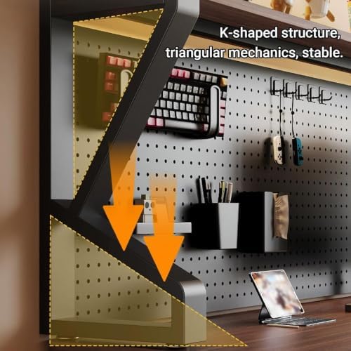 Metal Desk Storage Shelf，Desk Shelf Organizer with Pegboard & Accessories - Image 5