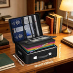 Fireproof Document Box with Lock & Accordion File Folder - Image 2