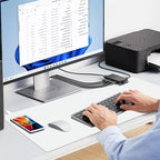 Desk Mat with Wireless Charging, White Mouse Pad with Wireless Charger, Desk Pad Matt for Desktop, Mousepad Gaming Large Mouse Pad, Leather Compute for Keyboard and Mouse, 32" x 16" - Image 5