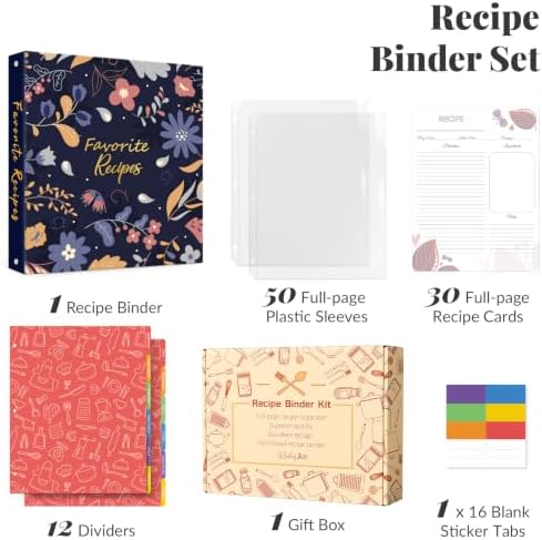 Recipe Binder 8.5x11 3 Ring with Plastic Sleeves, Blank Recipe Book Binder - Image 2