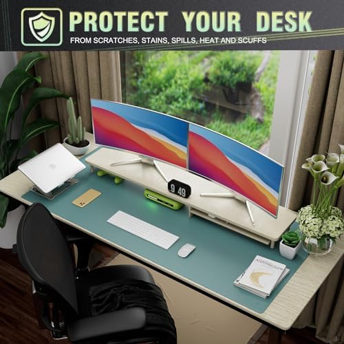 K KNODEL Extra Large Desk Mat, Leather Mouse Pad (47.2"x23.6", Green) - Image 4