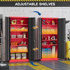 Fesbos Metal Storage Cabinet-72” Tall Steel File Cabinets with Lockable Doors and Adjustable Shelves-Black&Red Steel Storage Cabinet for Home, School, Office, Garage - Image 4