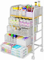 5-Tier Craft Organizer Cart with DIY Dividers,Rolling Utility Cart White by FollowWithYociyogaTogether