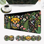 Desk Mat, Mouse Pad with Wrist Rest, 4-in-1 Large Mouse Pads for Desk, Ergonomic Mouse Pad and Keyboard Wrist Rest Gaming Keyboard Mat for Office,Dog Mom Flower by EFGWSDER