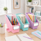 gisgfim 6 Pcs Non-Tip Book Bins with Stabilizer Wings (Pastel) - Image 5