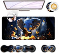 Large Keyboard Mouse Pad Set, Extended Mouse Pad+Keyboard Wrist Rest Support, Memory Foam Ergonomic Easy Typing, 4Pcs (31.5×11.8 in) Desk Pad Set for Office Home,Cute Elephant with Butterflies by Unknown