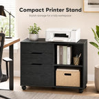 Simple Deluxe 3 Drawer Rolling File Cabinet, Wood Printer Stand with Adjustable Shelf for Home Office Study Organizatiom, Black - Image 4