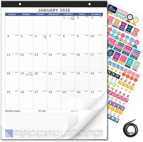 Ospelelf 2026 Large Wall Calendar with Plastic Cover, 22 x 17 Monthly Desk Calendar, 18 Month Family Office Calendar 2026-2027, Use Jan 2026 - June 2027, Blue by OspelelfOfficeSupplies