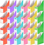 CZWZ 24 Pcs Pastel Magazine File Holders, Cardboard Magazine Organizer Bins with Labels, Foldable File Storage Boxes for Classroom Organization, Books, Documents, Folders, School Office Supplies by CZWZ