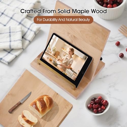 Wooden Recipe Book Holder& Kitchen Serving Tray for Kitchen Counter Decor - Image 4