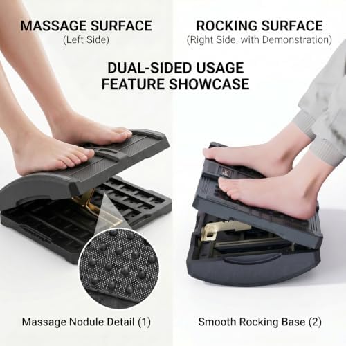 Foldable Foot Rest，Ergonomic Foot Rest Under Desk, 7-Level Foot Stool, Dual-Side Massage Surface, Under Desk Footrest for Office, Home, Car - Image 4