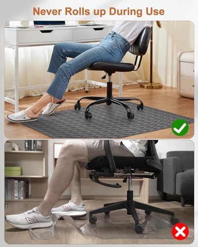 Blvornl Ultra Large Office Chair Mat for Hardwood Floor, Rolling Chair Mat for Hard Wood, Large Anti-Slip Hard Floor Protector, Heavy Duty Computer Desk Rug for Office and Home 47.2"*60" Deep Grey - Image 7