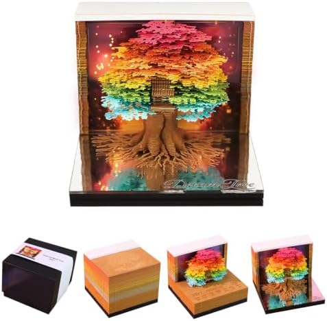 3D Calendar 2027, Desk Time Piece Calendar 2027,Tear-Away 3D Paper Art Notepad w LED Lights,Creative 3D Memo Artsy Pad Calendars, DIY Paper Carving Gift (The Tree of Dreams) by Ksgolif