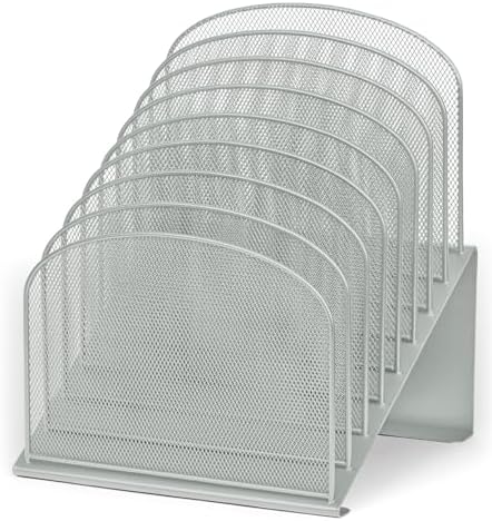 Safco Onyx 8-Tiered Desk Organizer, Vertical File Organizer for Home, Office, Classroom & More, Steel Mesh Construction, Silver by SafcoProducts