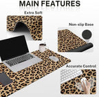 Arttown Keyboard Mouse Pad Set, 4 in 1 Desk Mat Set Leopard Cheetah - Image 3