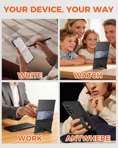 NINKI S Pen for Samsung Galaxy Z Trifold Case with Card Holder & Finger Strap,Shockproof Hinge Screen Protector + Wallet + Stand Handle Grip for Galaxy Z Trifold Phone Case with S Pen Holder Men Black - Image 7