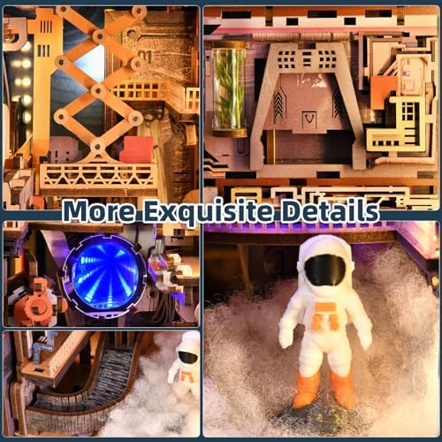 MiniCity Aerospace Foundry Book Nook Kit, Wooden Miniature House with LED - Image 3