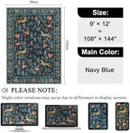 DUKINO 9x12 Area Rug for Living Room Washable Animal Rug Non Slip Navy Blue - Image 2