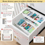 Expandable Deep Drawer Organizer Bins for Desk, White, 3 Pcs - Image 2