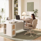ModernMate 71" Executive Standing Desk with Privacy Panel, White Rattan - Image 4