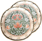 ISAENNE Vintage Linen Throw Pillow Cover,Set of 2,Diameter 16"-Naples B by Isaennehomedecoration
