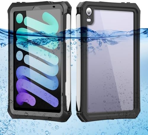IP68 Waterproof Case Compatible with iPad mini (A17 Pro 7th Gen) 8.3'' 2024/ Mini 6 w/Pencil Holder Kickstand Shock-Dust-Proof Full-Sealing Cover Compatible with Magic Keyboard A2993 A2995 by FONREST
