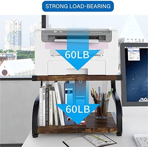 PUNCIA 2 Tier Wood Printer Stand with Storage Heavy Duty Desktop Shelf - Image 3