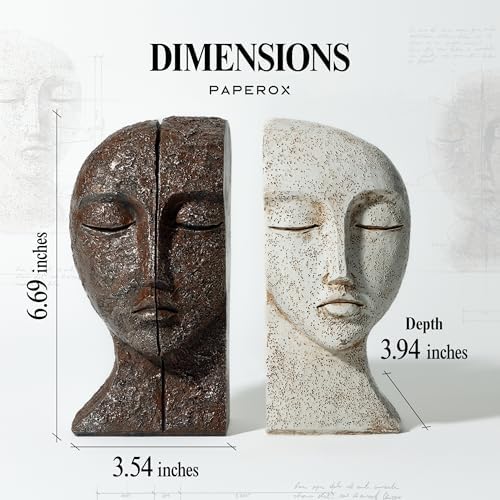 Heavy Duty Bookends for Heavy Books, Book Ends for Shelves, Unique Decorative Book Ends, Aesthetic Bookshelf Decor, Modern Home Decor Sculptural Book Holder/Book Stoppers, The Tranquil Faces - Image 2