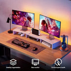FITUEYES Dual Monitor Stand Riser, Adjustable Length and Angle, White - Image 2
