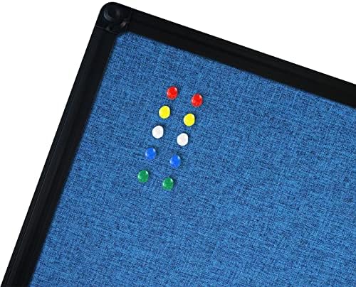 JILoffice Cork Linen Bulletin Board 36 X 24 Inch (Blue), Black Aluminum Frame Wall Mounted Board Memo Pin Board for Office Home and School - Image 3