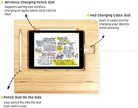ELETIUO Tablet Stand Holder Adjustable Foldable,Multi-Angle Bamboo Wooden Organizer Desktop Holder for iPad,Stable for Drawing,Watching,Typing (Support Multiple Devices) - Image 3