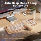 Wireless Keyboard and Mouse Combo, Round Keycap, Tablet Holder, Beige Color - Image 5