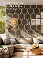 Fluxynara 12-Pack Hexagon Felt Bulletin Board Tiles, Olive Brown - Image 4