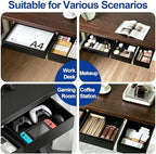 Under Desk Storage Drawer Organizer,3 Pack Self-Adhesive Slide Out Desk Drawers Under Table for Shelf,Office Supplies,Home,Large & Medium & Small,Black - Image 5