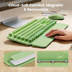 Wireless Keyboard and Mouse Combo, Magnetic Soft-Touch Wrist Rest, Round Keycaps, Full-Size Retro Typewriter Keyboard, 2-Stage Tilt Legs, Auto Sleep, 2.4GHz Cordless for Windows PC (Green Ombre) - Image 3