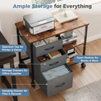 DUMOS 3 Drawer Mobile File Cabinet, Rolling Printer Stand with Storage - Image 4