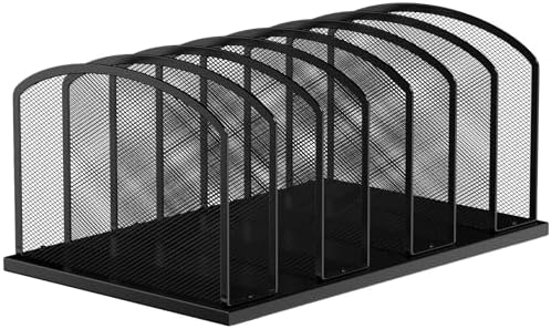 MINDEPOT Desk File Organizer 7 Sections Upright Mesh File Sorter Organizer for Desk, Office Organization File Holder for Home, Office & Classroom (Black, 1Pack) by MINDEPOT