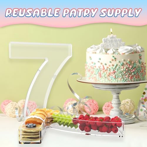 13.8" Extra Large Acrylic Number Charcuterie Board Box, Reusable Fillable Number Cake Candy Dish Display Serving Tray for Birthday Anniversary Party Decoration (7) - Image 5